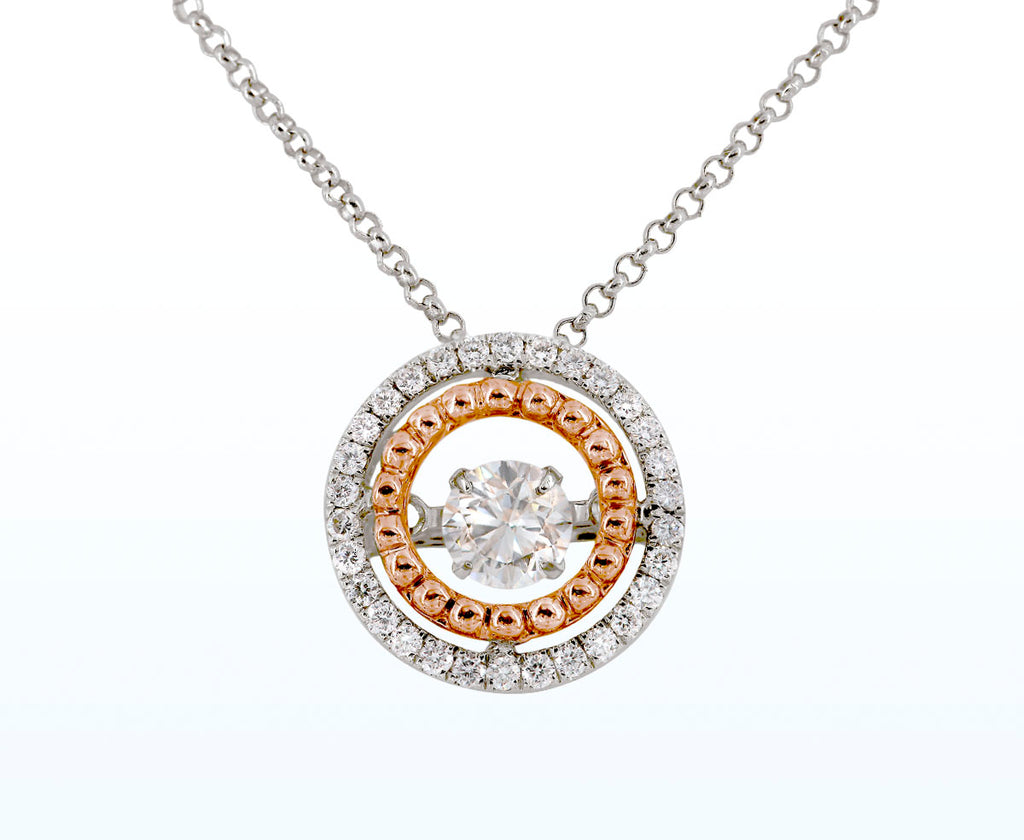 Bicolor Anhänger DANCING DIAMOND mit Brillanten (Weißgold / Roségold 750)