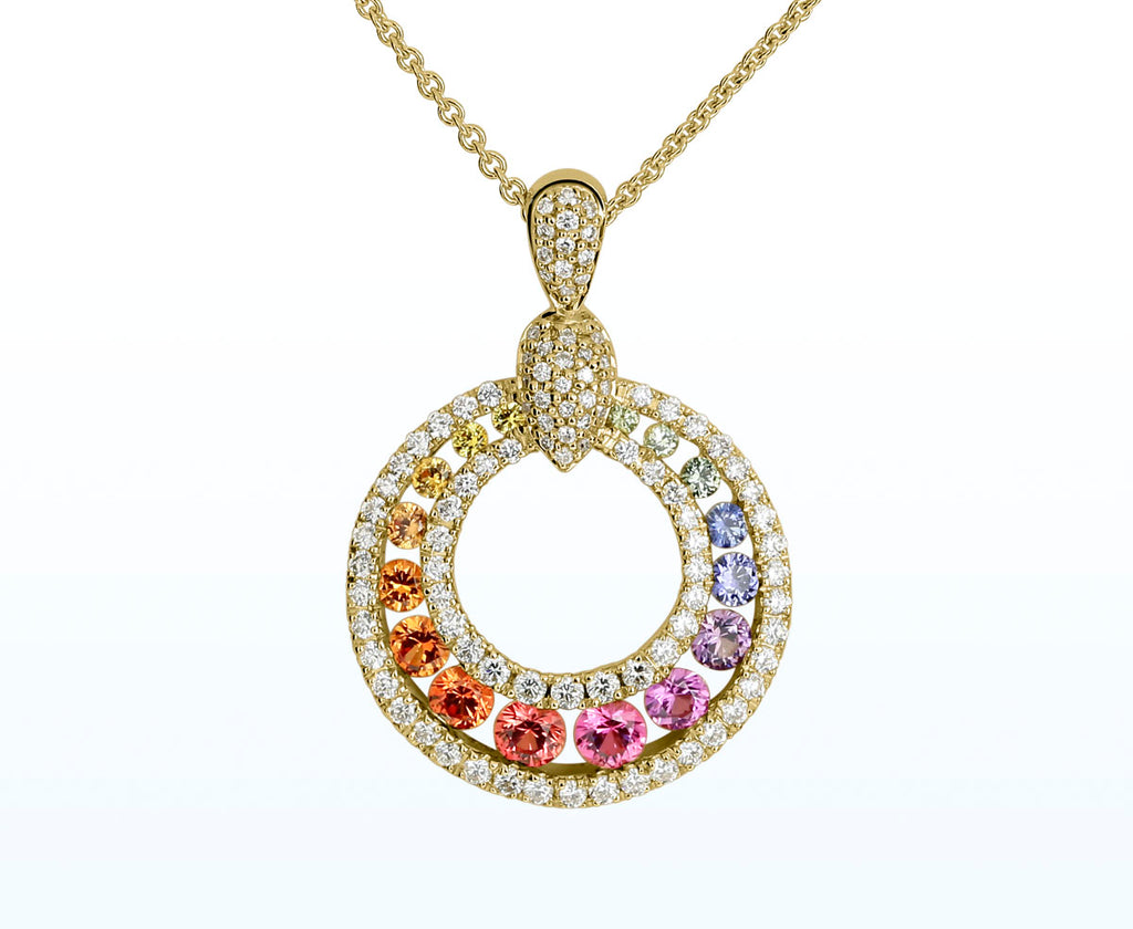 Collier "Fancy" mit Saphiren + Brillanten (Gelbgold 750)