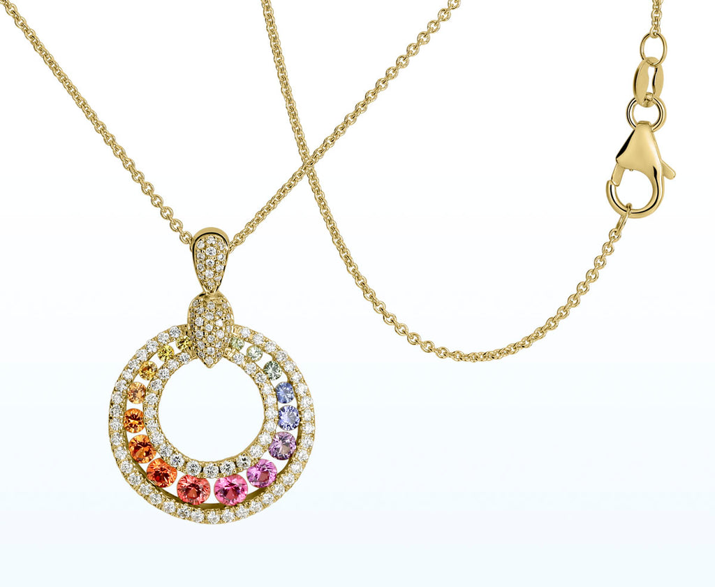 Collier "Fancy" mit Saphiren + Brillanten (Gelbgold 750)