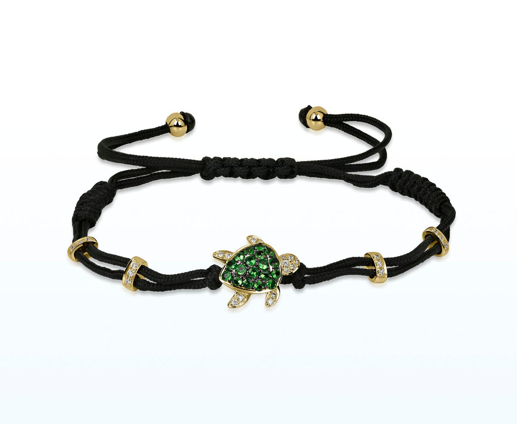 Tsavolith und Diamant Armband TURTLE (Gelbgold 750)