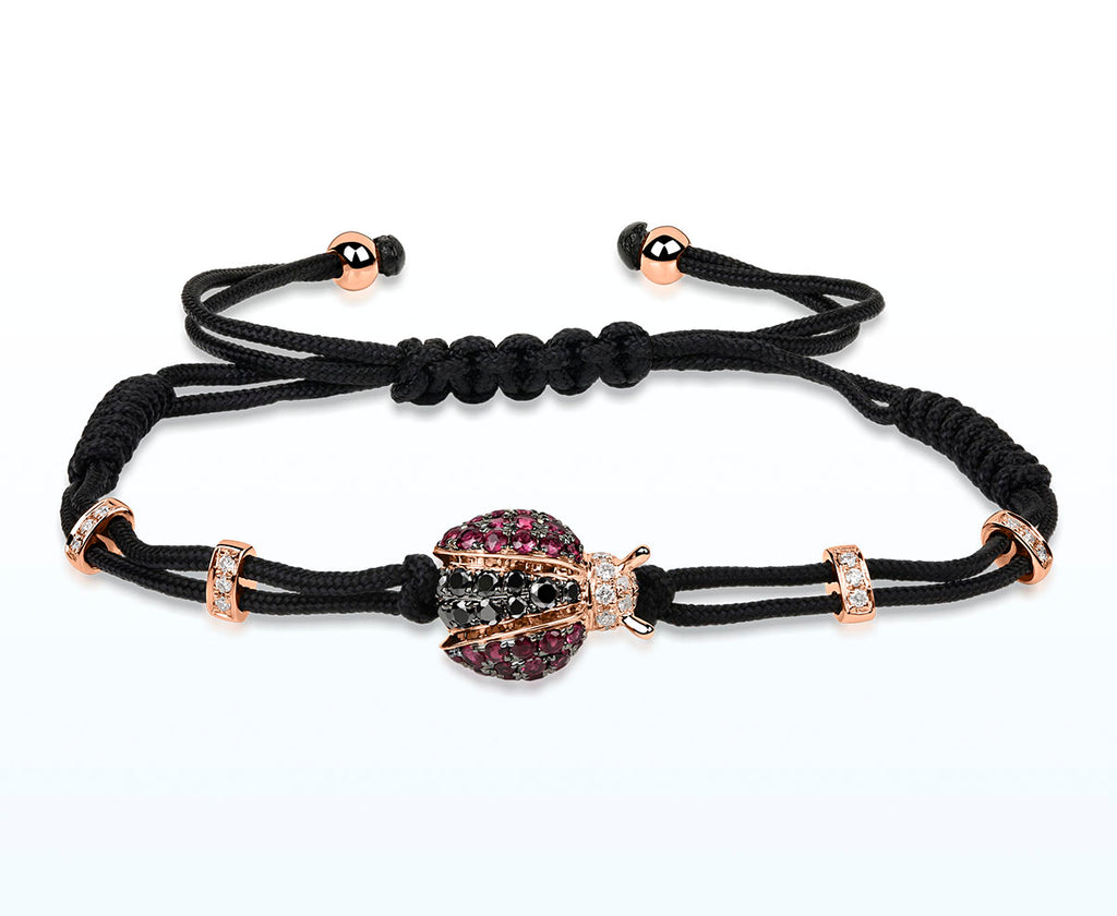 Rubin und Diamant Armband MARIENKÄFER (Rosegold 750)