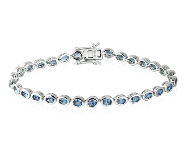 Edeltopas LondonBlue Armband 4x3 mm  (Sterling Silber 925)