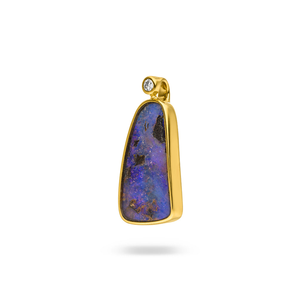 Boulder Opal Anhänger mit Diamant Brillant (Gelbgold 585)