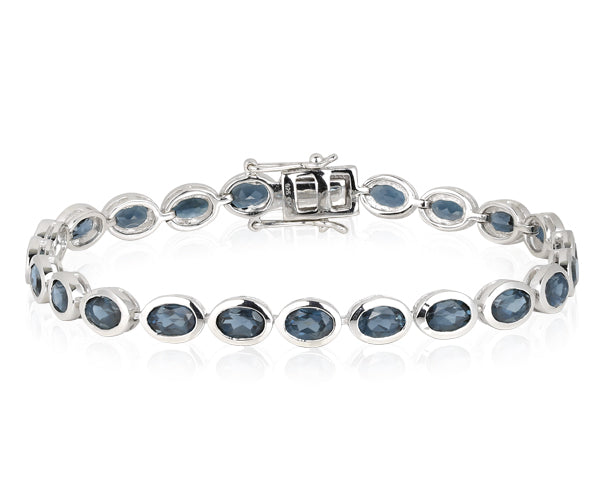 Edeltopas LondonBlue Armband 6x4 mm  (Sterling Silber 925)