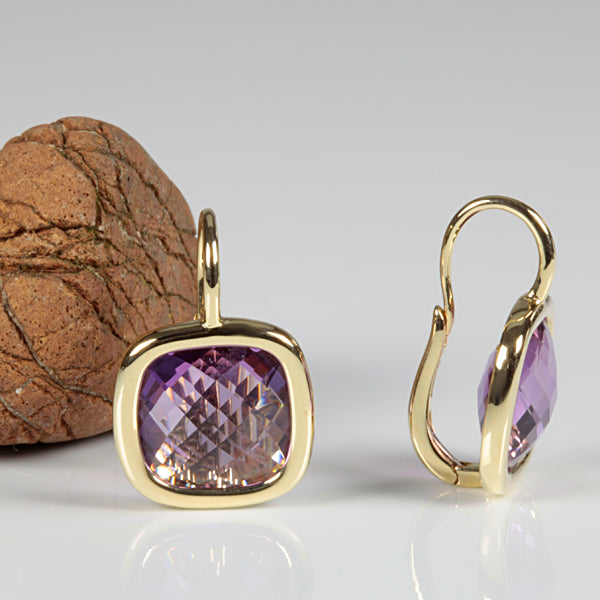 Amethyst Ohrbouton 14 mm (Gelbgold 585)