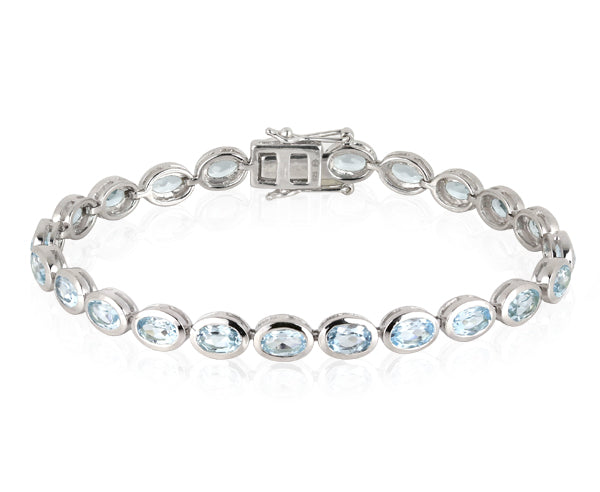 Edeltopas SkyBlue Armband 6x4 mm  (Sterling Silber 925)