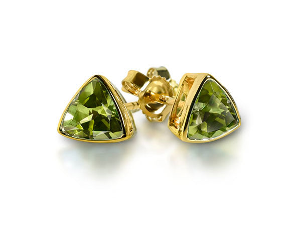 Peridot Ohrstecker Dreieck 6 mm (Gelbgold 585)