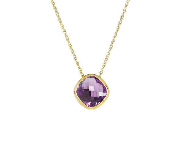 Amethyst Anhänger 7 mm + Kette (Gelbgold 585)