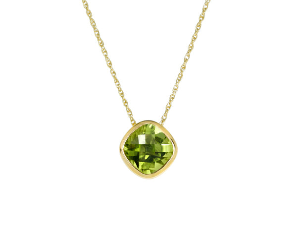 Peridot Anhänger 7 mm + Kette (Gelbgold 585)