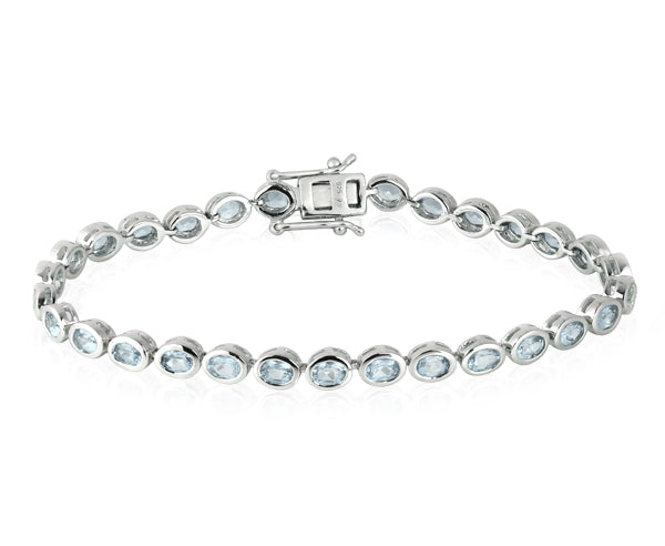 Edeltopas SkyBlue Armband 4x3 mm  (Sterling Silber 925)