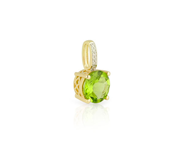 Peridot Anhänger 7 mm mit Brillanten (Gelbgold 585)