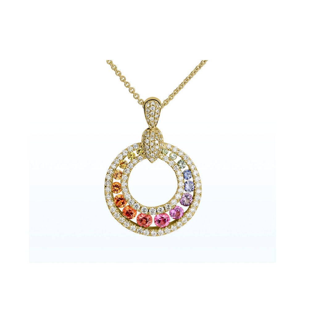 Collier "Fancy" mit Saphiren + Brillanten (Gelbgold 750)