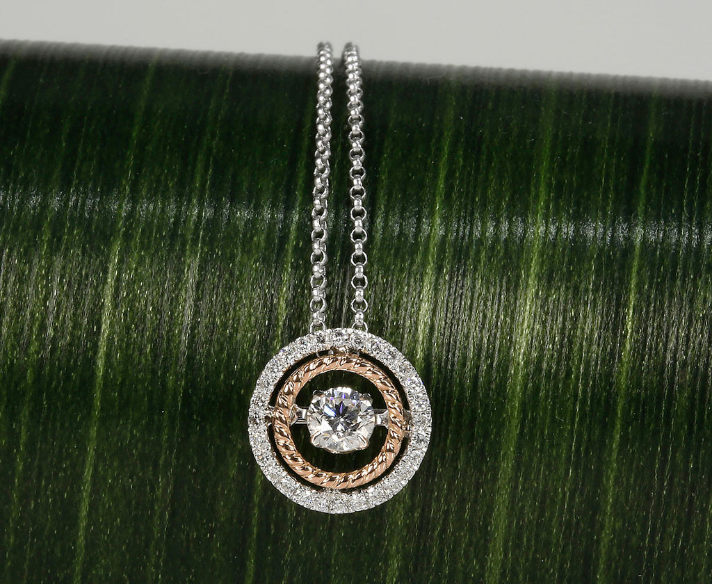 Bicolor Anhänger DANCING DIAMOND mit Brillanten (Weißgold / Roségold 750)