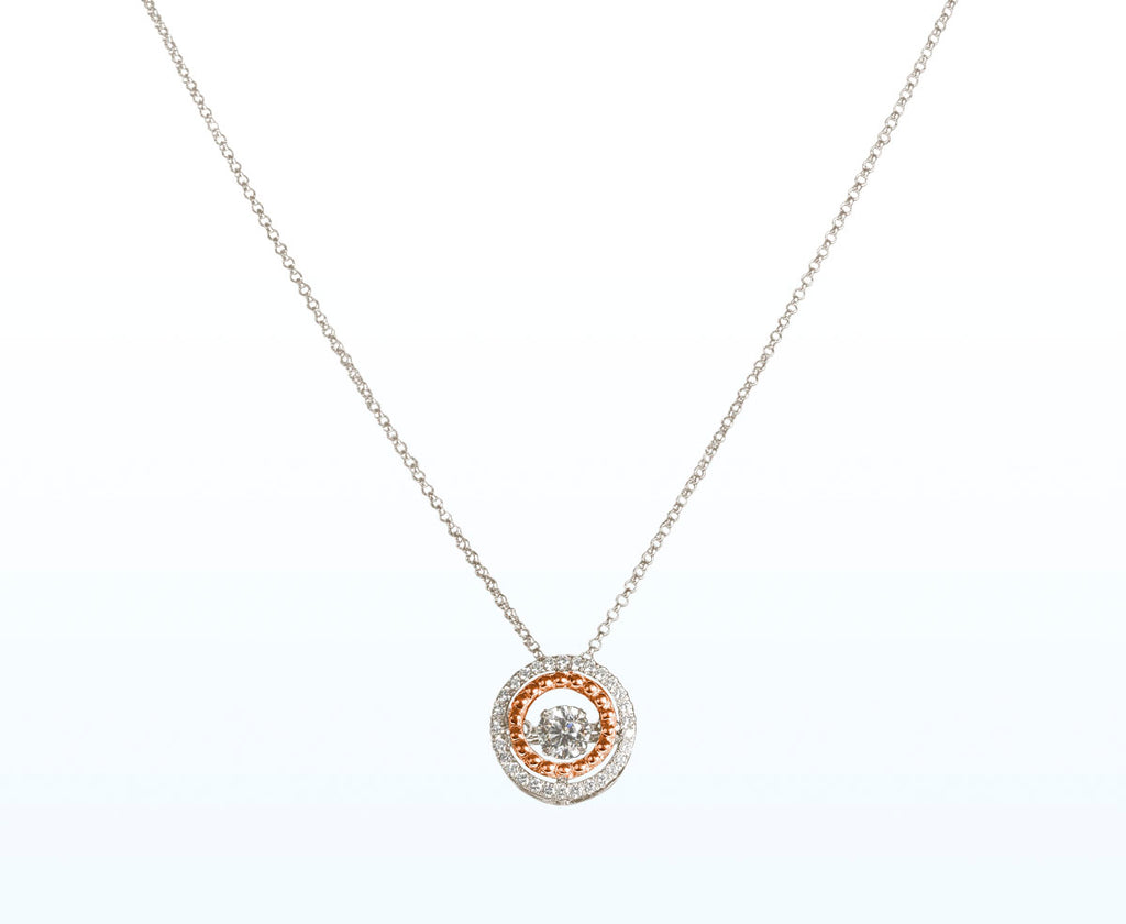 Bicolor Anhänger DANCING DIAMOND mit Brillanten (Weißgold / Roségold 750)