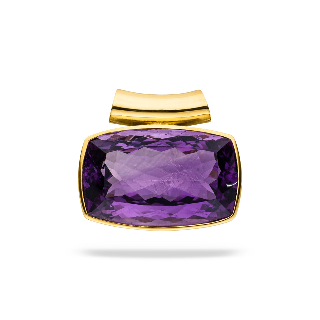 Goldanhänger Amethyst 14 ct. Designschmuck Diamant und Skielka 585) – (Gelbgold
